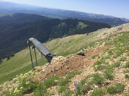 A summertime view of the GazEX avalanche exploder on Teton Pass.